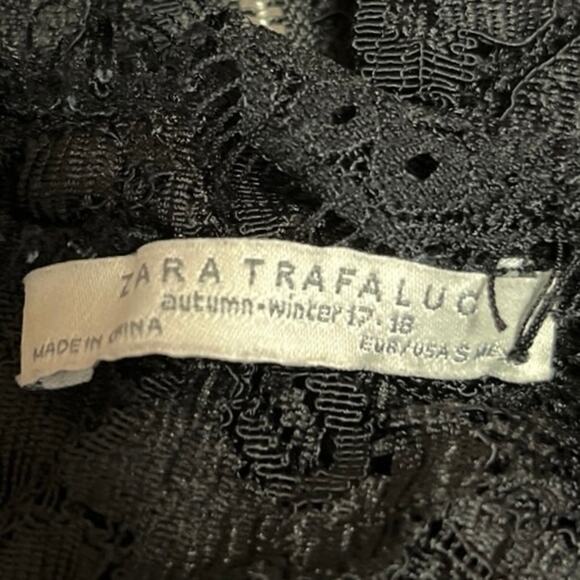 Zara Trafaluc Black Floral Lace Halter Embroidered Sleeveless Crop Tank Top Sz S - Picture 7 of 9